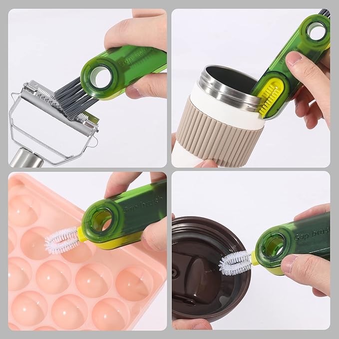 3 in 1 Cup Lid Gap Cleaning Brush Set, Mutipurpose Tiny Silicone Cup Holder