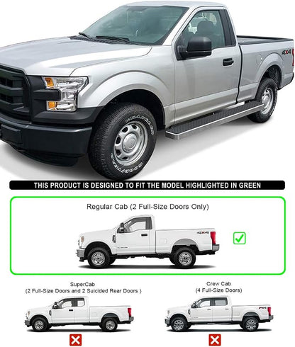 APS (Polished 304 Stainless Steel 6in Wheel to Wheel) Running Boards Nerf Bars Compatible with Ford F150 2015-2026 Regular Cab 6.5ft Bed & F-250 F-350 Super Duty 2017-2026