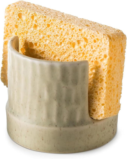 Zoeeker Kitchen Sponge Holder, Ceramics Sponge Dish Rack Sink Scrub Caddy