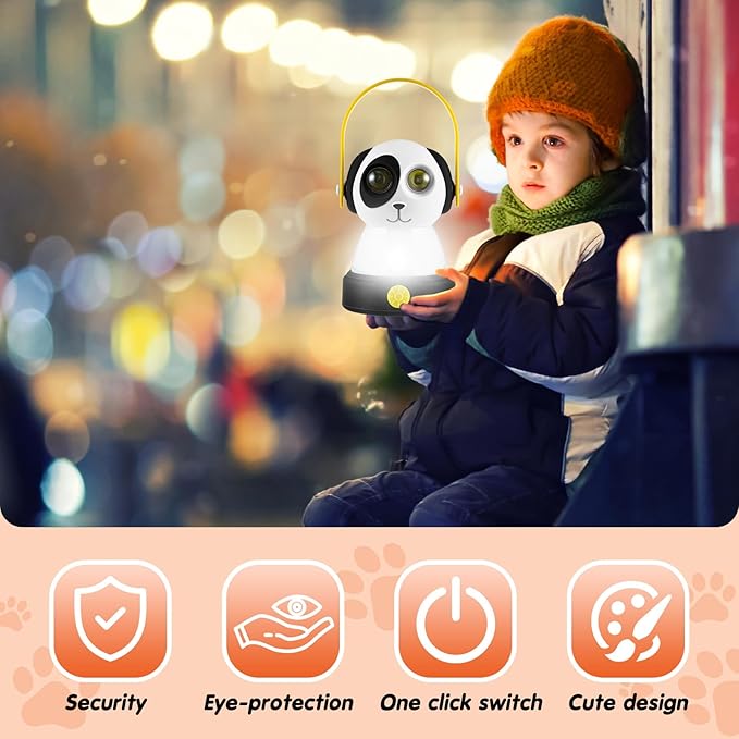 VIHOSE 2 Set Animal LED Camping Lantern and Headlamp 4 Pcs Animal Themed Camping Equipment Room Nightlight Battery Powered Night Light for Emergency, Hurricane, Lightweight Tent Lamp
