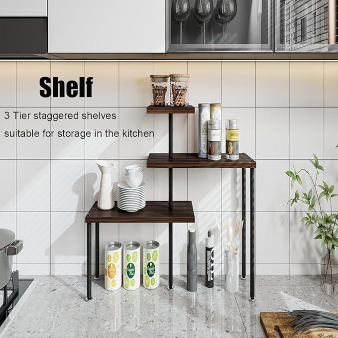 Countertop Organizer Organization 3 Tier Kitchen Corner Shelves Adjustable