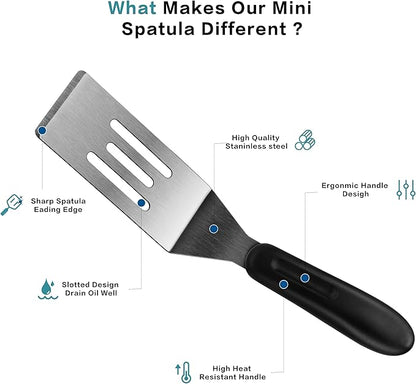 Small Spatula Professional Mini Serving Spatula, 4 Pieces Stainless Steel Metal
