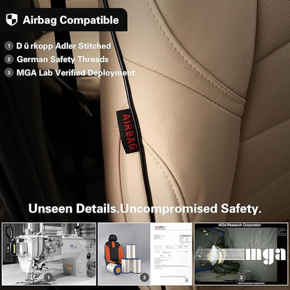 EKR Rav4 Seat Covers Custom Fit for Toyota Rav4 (Hybrid) LE/XLE Premium 2026, Leather Car Seat Cover Full Set for SUV,Faux Leather(Beige)