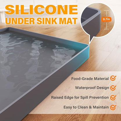 FLATO Waterproof Under Sink Mat 40" x 19" Shelf Liner