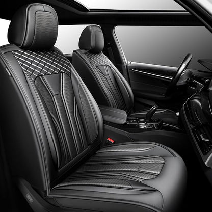 Fit Wrangler 4-Door Car Seat Covers for Jeep Wrangler 2010-2025 2026 -Premium Leather, Waterproof，Breathable，All-Weather Seat Cushion Protecto & Airbag Compatible, 2 Front Seat All Black