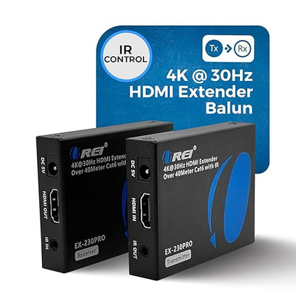 OREI HDMI Over Ethernet Extender Over Single CAT6/7 Ethernet Cable 4K@30Hz Up