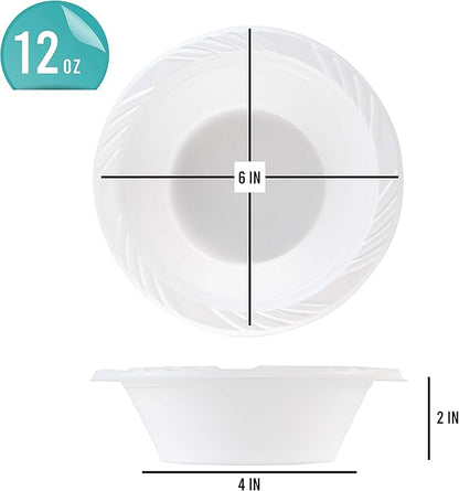 PLASTICPRO 400 Count Disposable 12 ounce White Plastic Soup Bowls