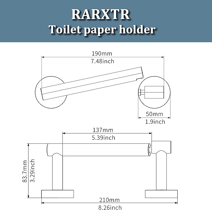 RARXTR Brushed 2 Pack Toilet Paper Holder SUS304 Stainless Steel Double Post