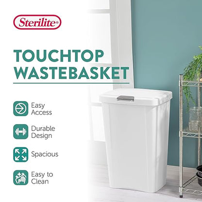 Sterilite 13 Gallon TouchTop Wastebasket Trash Can Garbage Recycle Bin