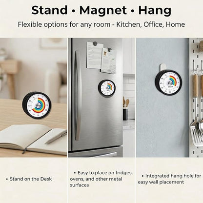Searon Quiet Visual Timer with Magnet, Countdown Timer with Rainbow Disk and