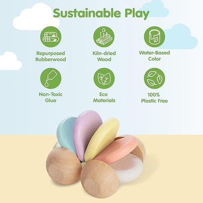 PlanToys® Wooden Baby Push Toy Car | Montessori Toy for Infants | Wooden Baby Toy with Flexible Body | Sensory & Motor Skill Development Toy for 6+ Months