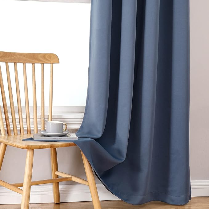 ChrisDowa 100% Blackout Curtains 63 inch Long