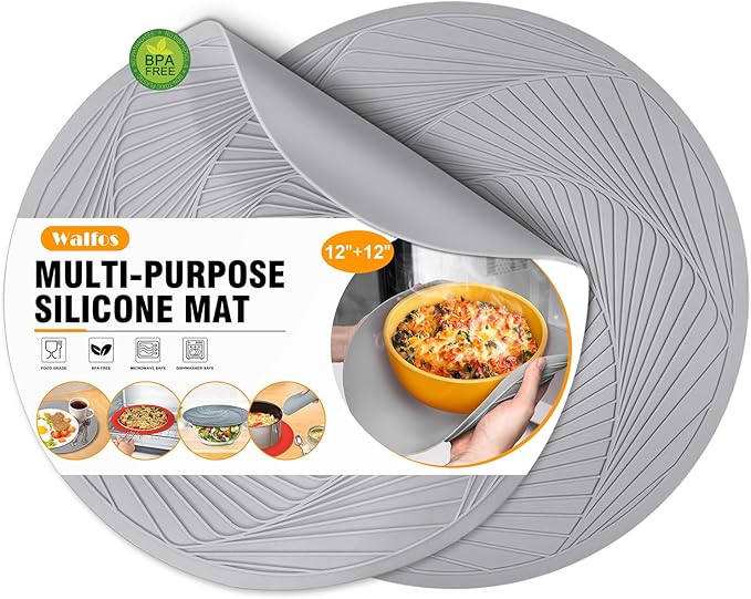 Silicone Microwave Mats, Walfos Heat Resistant Multi-Purpose Microwave Trivet