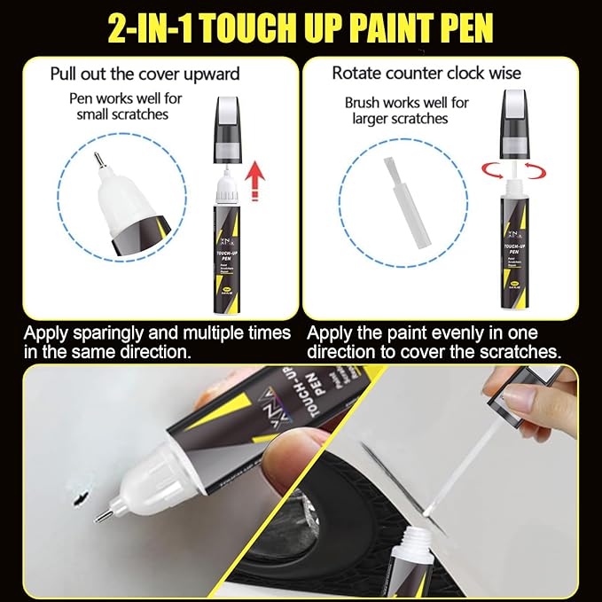 XNA Eiger Grey(2409/1DF/LRA) for Jaguar Touch Up Paint, 2 in 1 Car Scratch Remover with Pen Tip and Brush, Exact Color-Matched for Car Paint Scratch Repair, Quick & Easy Fix Chips and Nicks