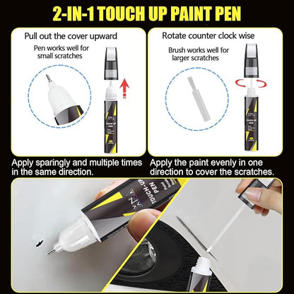 XNA Eiger Grey(2409/1DF/LRA) for Jaguar Touch Up Paint, 2 in 1 Car Scratch Remover with Pen Tip and Brush, Exact Color-Matched for Car Paint Scratch Repair, Quick & Easy Fix Chips and Nicks