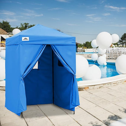 EAGLE PEAK Flex Ultra Compact 5x5 Pop-up Canopy, Sun Shelter, Changing Room, Portable Privacy Tent for Pool, Fashion Photoshoots, or Camping, Light Blue