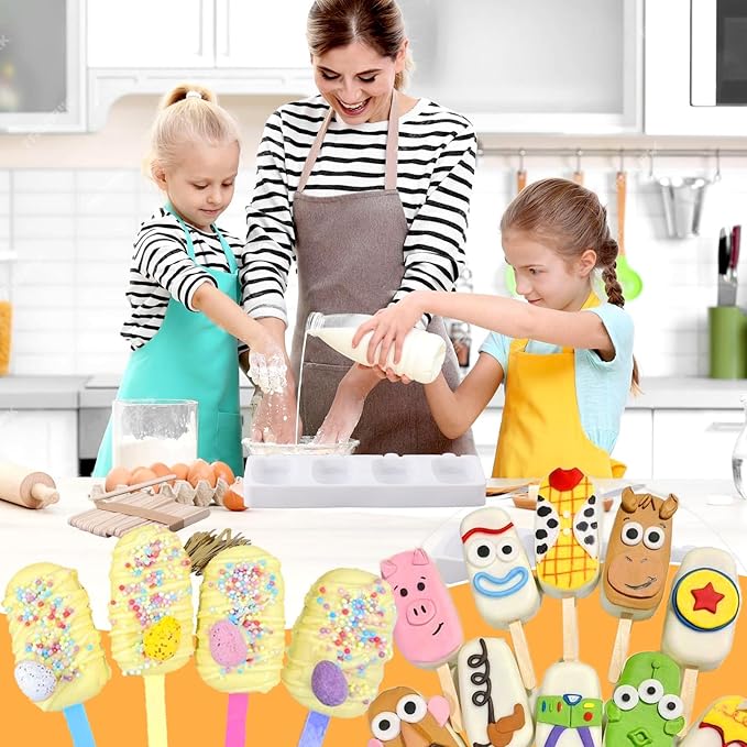 Juome Cake Pop Mold Kit, 8 Cavities Small Cakesicle Molds Silicone