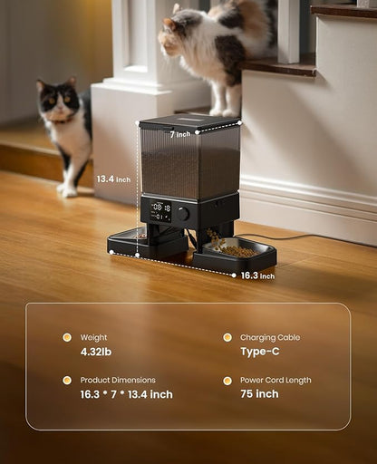 oneisall Automatic Cat Feeder for 2 Cats, 20 Cups/5L Automatic Cat Food