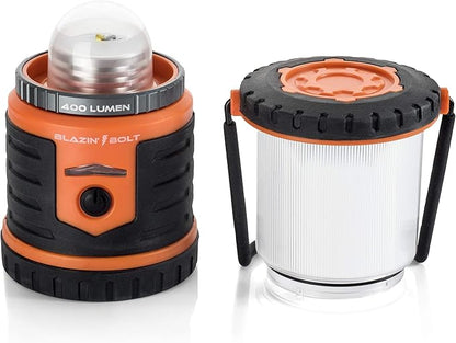 Blazin Bolt Rugged USB Rechargeable Lantern | 6000mAh Power Bank | 400 Lumen | 400 Hours of Light | 6 Modes | Camping, Emergency, Power Outage, Storm, Blizzard, Hurricane Survival