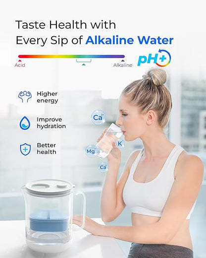 Waterdrop PT-72C-A Glass Alkaline Water Filter Pitcher, Eco-Friendly, Enhances