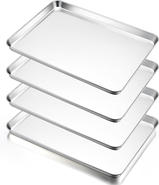 E-far Large Baking Sheets Set of 4, 20”x14” Stainless Steel Cookie Sheet Pans