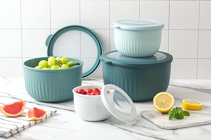 COOK WITH COLOR 4pc Plastic Mixing Bowl Set with Lids