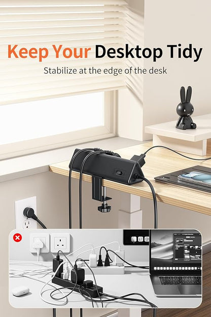 10 FT Desk Clamp Power Strip