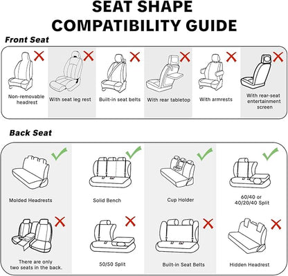 Light Gray Car Seat Covers, Universal Fit for Most Vehicles, Premium Waterproof Leather, Pet-Friendly Car Seat Covers with Lumbar Support, Slip-Resistant, Airbag-Compatible, Protects Car Interior