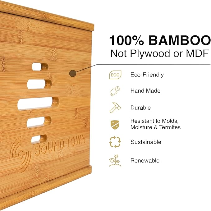 Sound Town DIY Solid Carbonized Bamboo Slanted 12U Studio Rack,
