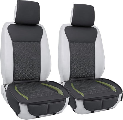 Elantrip 2PCs Front Car Seat Covers Leather Car Seat Protector Universal fit for Most Cars SUVs and Trucks Water Proof Seat Protector Black and Green