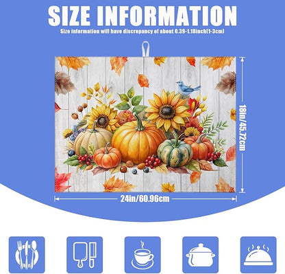 Sunflower Pumpkin Dish Drying Mat