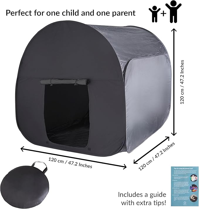 Sensory Tent for Kids & Adults | Calming Hideout & Cozy Pop-Up Blackout Sensory Tent for Autism & Anxiety | Autism Space for Calm Corners, Therapy & Relaxation | Double