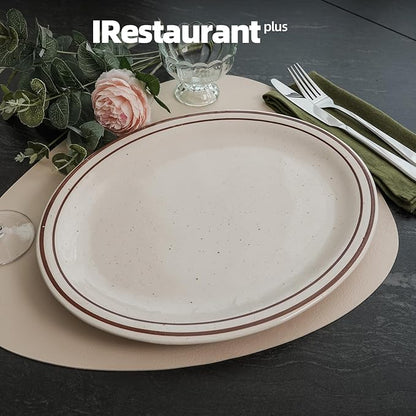 Stoneware Narrow Rim Brown Speckle, Oval Platter 13.5" x 10.5", Case of 12