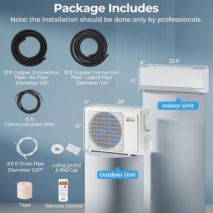 COSTWAY 12000 BTU Mini Split Air Conditioner & Heater, 115V WiFi Enabled 24