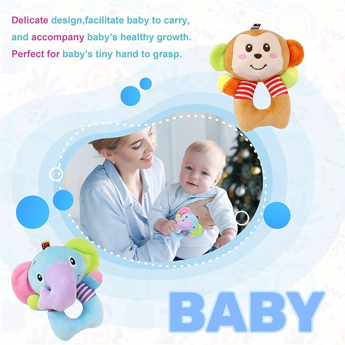 BLOOBLOOMAX Sock rattles for Babies 0-24 Months Baby Animal Foot Finder Educational Toys