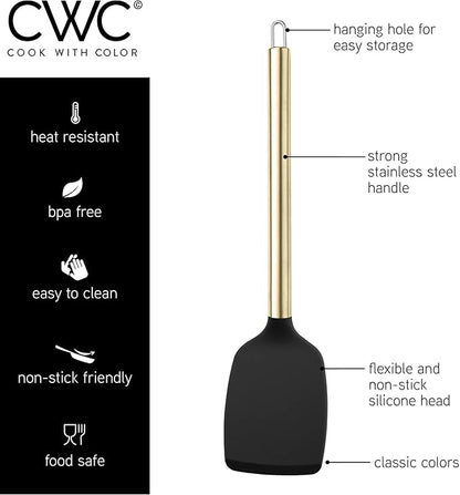 COOK WITH COLOR Silicone Cooking Utensils, Kitchen Utensil Set, Cooking Utensils