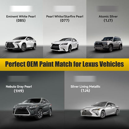 (1J4) Silver Lining Metallic Touch Up Paint Compatible with Lexus, Exact Match Car Paint Pen Automotive Scratch Repair Remover Kit Quick & Easy Solution for Vehicle Chips and Nicks