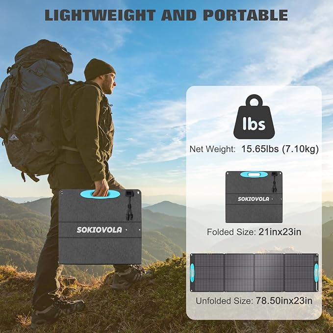 N-Type 16BB 200W Portable Solar Panels for Power Station,IP68 Waterproof ETFE Foldable Solar Panel Kit 25% High Conversion Efficiency Solar Panel for Camping Outdoor RV Blackout
