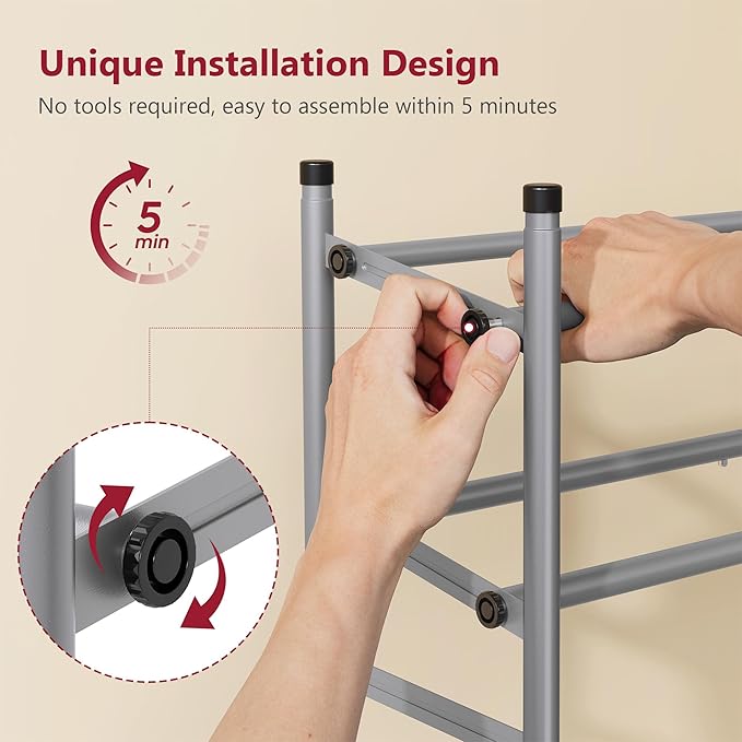 Tajsoon Expandable Shoe Rack for Closet 4 Tier, 29“-41“Adjustable & Stackable