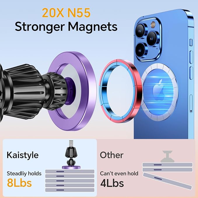 Kaistyle for Magsafe Car Mount【20 Strong Magnets】Magnetic Phone Holder for Car Phone Holder Mount Dash Mounted Holders Cell Phone Holders for Your Car Accessories for Women Men for iPhone 17 16 15 14