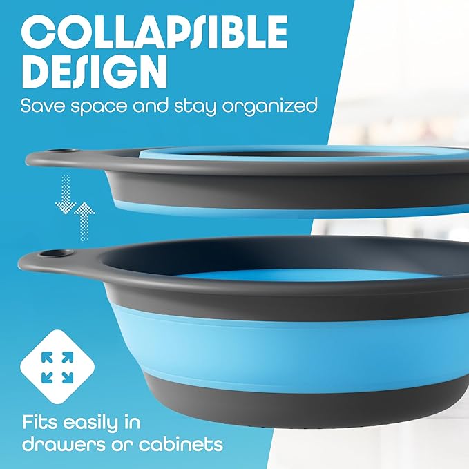 Gevoli Strainer with Self-Draining Base Over-Sink Collapsible Kitchen Colander