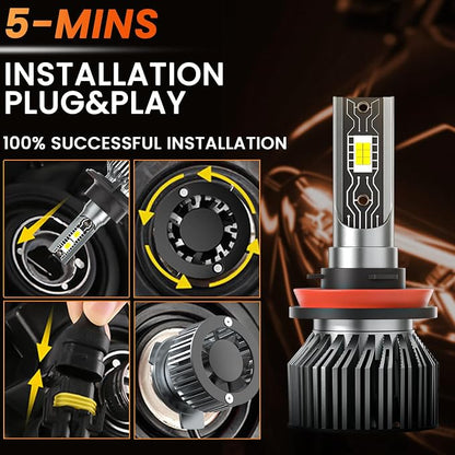 Driving Light Bulb Fit for Chevy Tahoe 2007 2008 2009 2010 2011 2012 2013 2014 2015 High Low Beam Fog Light Bulbs Combo Pack,6500K White Car Lamp Kit,Plug and Play,IP68 6-Pack