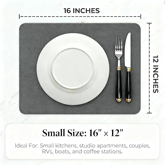 Dish Drying Mat Super Absorbent – 16" x 12" Coffee Mat
