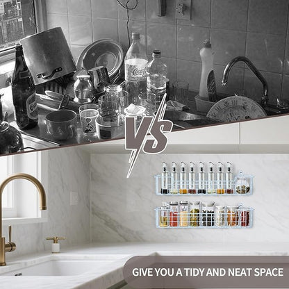 Spice Rack Wall Mount, Metal Spice Holder Saving Space Shelf