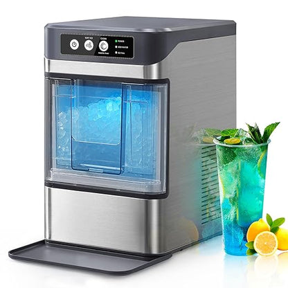 Nugget Ice Maker Countertop, Chewable Pellet Ice Machine, Portable Ice Machine