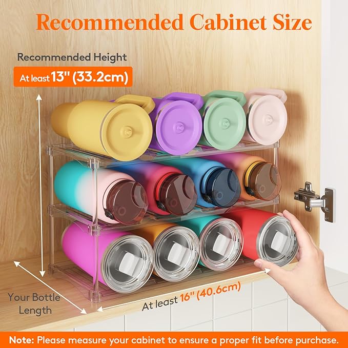 Lifewit Stackable Bottle Storage Organizer, Large Slot Water Bottle Tumbler Cup