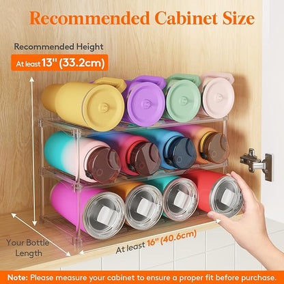 Lifewit Stackable Bottle Storage Organizer, Large Slot Water Bottle Tumbler Cup
