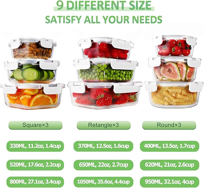HOMBERKING Glass Food Storage Containers
