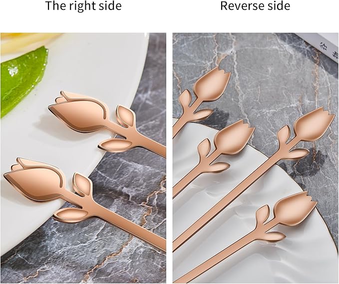 Rose Gold Tulip/Rose Handle 12-Pcs Mini Coffee Spoons Set