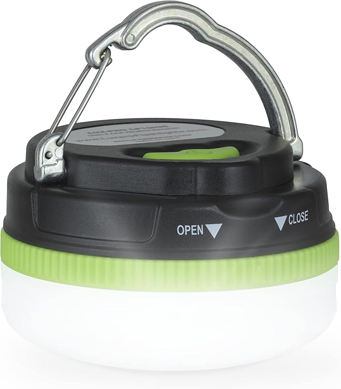 LUXPRO LP1503C Compact Hanging LED Lantern - Battery Powered Lantern - Camping Tent Light with Magnetic Base and Collapsible Carabiner Hook